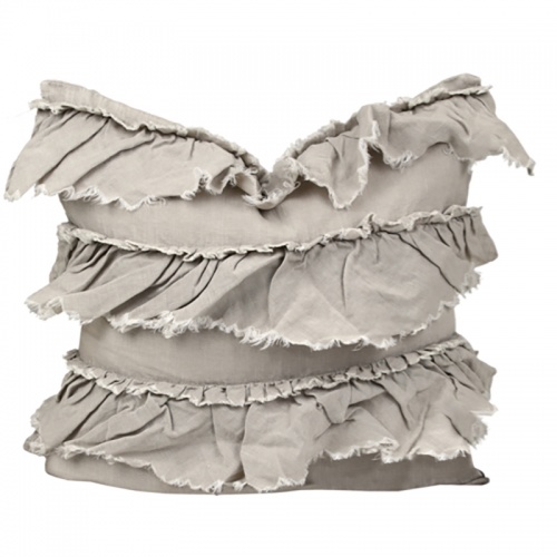Taupe Linen Frill cushion by Raine & Humble